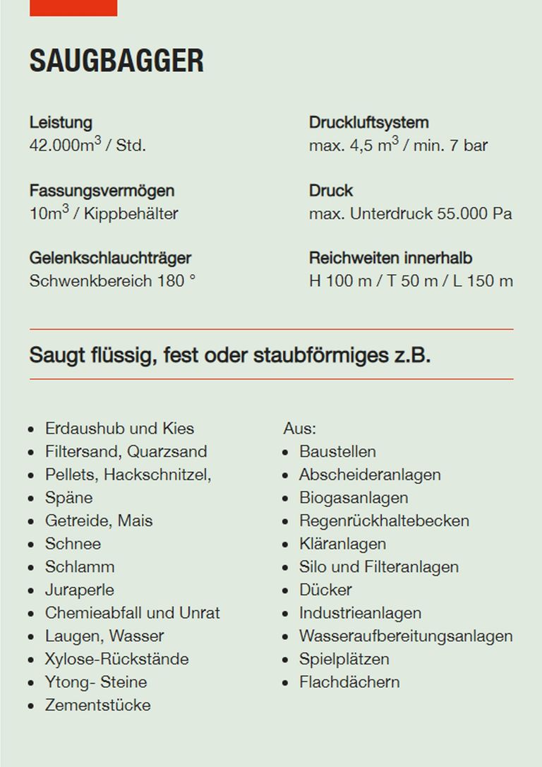 Saugbagger Boppard - Technische Daten Saugbagger Boppard
