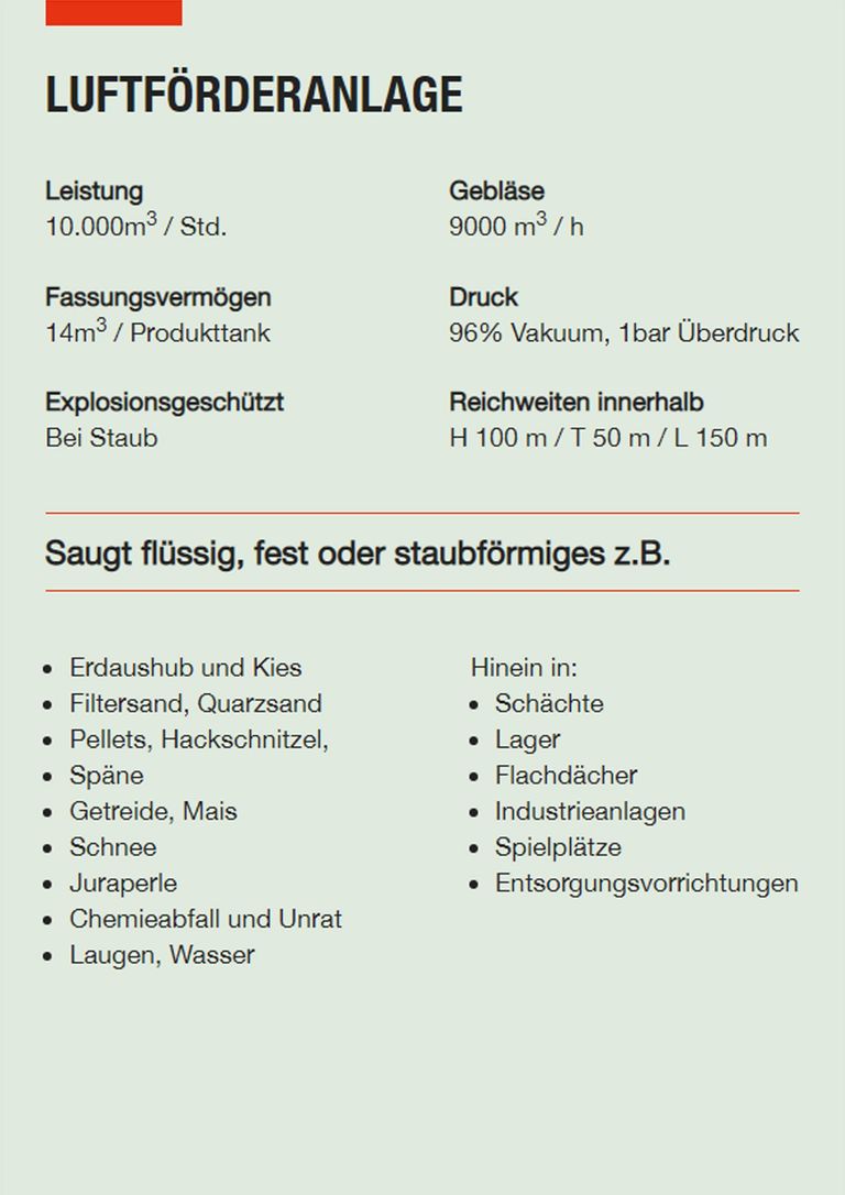 Saugbagger Boppard - Technische Daten LFA